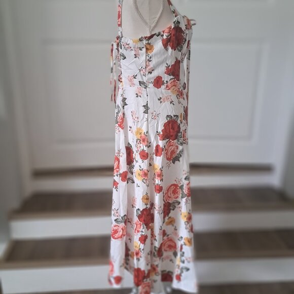 AGYMNX Floral Strap a-line sundress cami midi tie up front lace up back L NWT - Picture 9 of 11